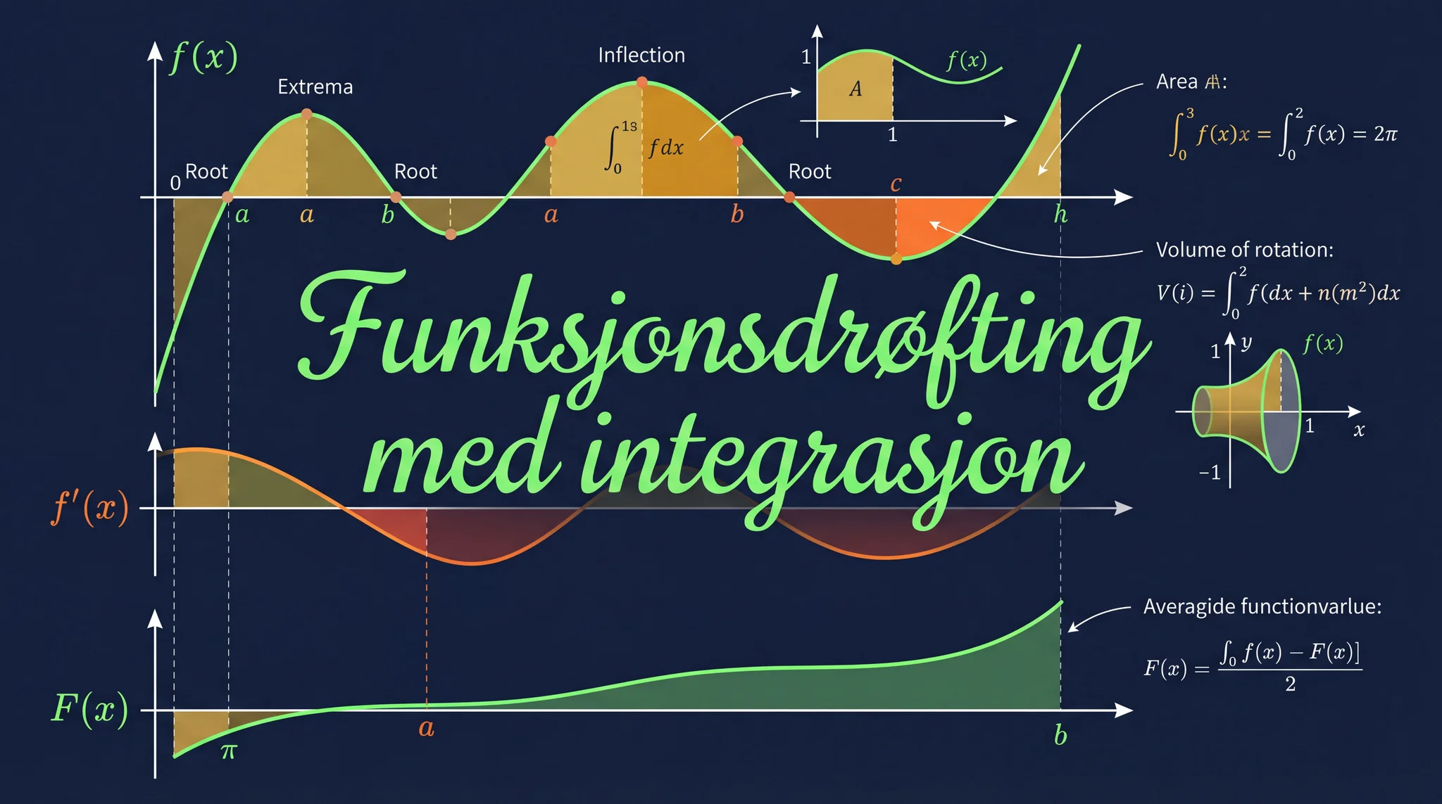 Funksjonsdrøfting med integrasjon